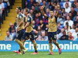 Arsenal's Alexis Sanchez celebrates Damien Delaney's own goal on August 16, 2015