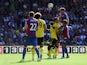 Scott Dann of Crystal Palace heads to score his team's first goal during the Barclays Premier League match between Crystal Palace and Aston Villa at Selhurst Park on August 22, 2015