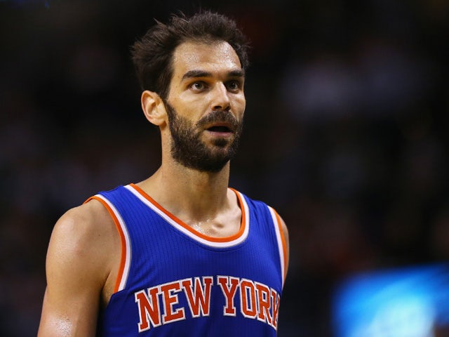 Jose Calderon #3 of the New York Knicks looks on during the game against the Boston Celtics at TD Garden on February 25, 2015