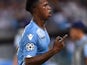 Lazio's forward from Senegal Balde Diao Keita celebrates after scoring a goal during the UEFA Champions League playoff football match between Lazio and Bayer Leverkusen, at Olympic stadium in Rome on August 18, 2015