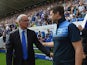 Claudio Ranieri Manager of Leicester City and Mauricio Pochettino Manager of Tottenham Hotspur greet prior to the Barclays Premier League match between Leicester City and Tottenham Hotspur at The King Power Stadium on August 22, 2015