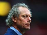 Michel Preud'homme, coach of Club Brugge looks on during the UEFA Champions League Qualifying Round Play Off First Leg match between Manchester United and Club Brugge at Old Trafford on August 18, 2015