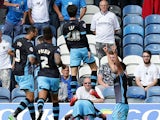 Sheffield Wednesday FC celebrate after scoring the opening goal during the Sky Bet Championship match between Leeds United and Sheffield Wednesday at Elland Road on August 22, 2015