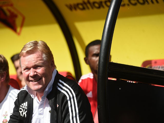 Manager of Southampton Ronald Koeman looks on during the Barclays premier League match between Watford and Southampton at Vicarage Road on August 23, 2015