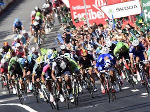 The pack sprint close to the finish line of the 2nd stage of the 69th edition of 'La Vuelta' Tour of Spain, a 174,4 kilometres ride from Algeciras to San Fernando, on August 24, 201
