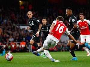 Aaron Ramsey scores a goal for Arsenal that is disallowed for offside on August 24, 2015