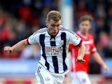 Callum McManaman of West Brom in action during the Pre-Season Friendly between Walsall and West Bromwich Albion at Banks' Stadium on July 28, 2015