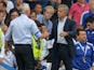 Crystal Palace's English manager Alan Pardew shakes hands with Chelsea's Portuguese manager Jose Mourinho after the English Premier League football match between Chelsea and Crystal Palace at Stamford Bridge in London on August 29, 2015