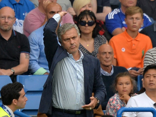 Chelsea's Portuguese manager Jose Mourinho gestures during the English Premier League football match between Chelsea and Crystal Palace at Stamford Bridge in London on August 29, 2015