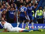 Radamel Falcao of Chelsea celebrates scoring chelsea's first goal during the Barclays Premier League match between Chelsea and Crystal Palace on August 29, 2015