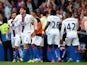 Joel Ward of Crystal Palace celebrates scoring his team's second goal during the Barclays Premier League match between Chelsea and Crystal Palace at Stamford Bridge on August 29, 2015