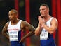 James Ellington of Great Britain and Richard Kilty of Great Britain react after failing to finish in the Men's 4x100 Metres Relay final during day eight of the 15th IAAF World Athletics Championships Beijing 2015 at Beijing National Stadium on August 29, 