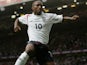 Jermain Defoe of England celebrates scoring his team's third goal during the Euro 2008 Qualifying match between England and Andorra at Old Trafford on September 2, 2006
