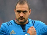 Italy's lock Marco Bortolami lines up before the Six Nations international rugby union match between England and Italy at Twickenham Stadium southwest of London on February 14, 2015