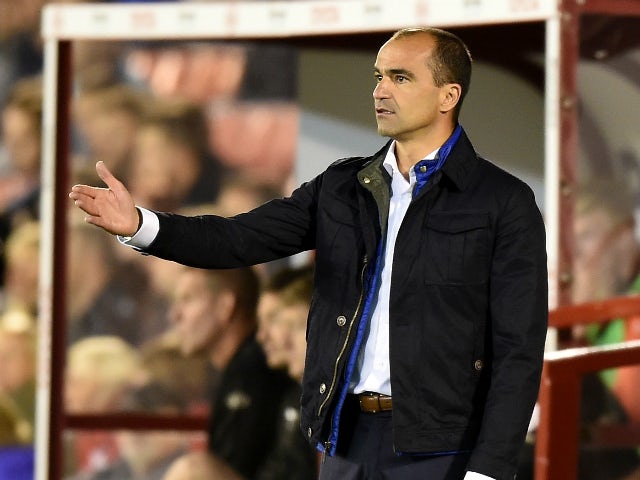 Roberto Martinez, manager of Everton gestures during the Capital One Cup second round match between Barnsley and Everton at Oakwell Stadium on August 26, 2015 in Barnsley, England