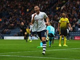 Marnick Vermijl of Preston North End celebrates scoring the opening goal during the Capital One Cup second round match between Preston North End and Watford at Deepdale on August 25, 2015