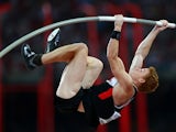  Shawnacy Barber of Canada competes in the Men's Pole Vault final during day three of the 15th IAAF World Athletics Championships Beijing 2015 at Beijing National Stadium on August 24, 2015