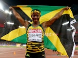 Shelly-Ann Fraser-Pryce of Jamaica celebrates after winning gold in the Women's 100 metres final during day three of the 15th IAAF World Athletics Championships Beijing 2015 at Beijing National Stadium on August 24, 2015