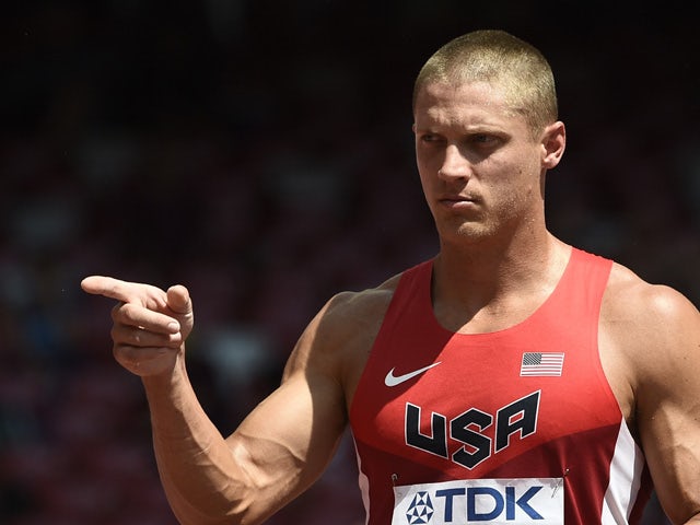 USA's Trey Hardee gestures while competing in the shot put in the men's decathlon athletics event at the 2015 IAAF World Championships at the 'Bird's Nest' National Stadium in Beijing on August 28, 2015