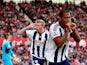 Salomon Rondon of West Bromwich Albion celebrates scoring his team's first goal during the Barclays Premier League match between Stoke City and West Bromwich Albion at Britannia Stadium on August 29, 2015