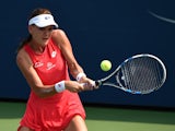 Agnieszka Radwanska of Poland hits the ball to Magda Linette of Poland during their women's singles round two match during the 2015 US Open at the USTA Billie Jean King National Tennis Center September 2, 2015 in New York. AFP PHOTO / TIMOTHY A. CLARY (Ph
