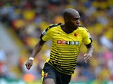 Allan Nyom of Watford during the Barclays Premier League match between Watford and West Bromwich Albion at Vicarage Road on August 15, 2015