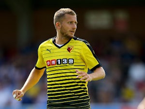 Almen Abdi of Watford during the Pre Season Friendly match between AFC Wimbledon and Watford at The Cherry Red Records Stadium on July 11, 2015