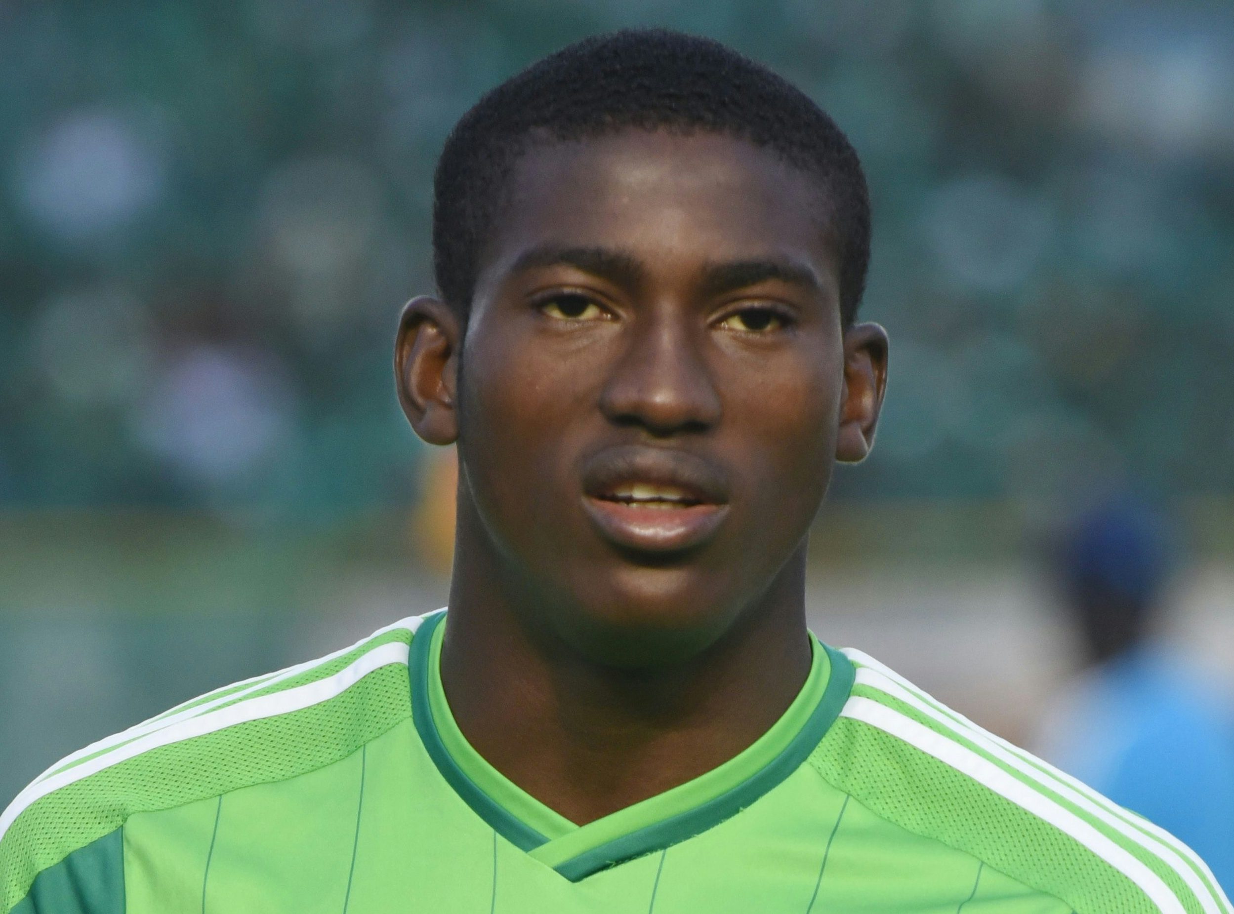 Nigerian player Awoniyi Taiwo Michael poses before the final football match of the 2015 African U-20 Championships Senegal against Nigeria, on March 22, 2015