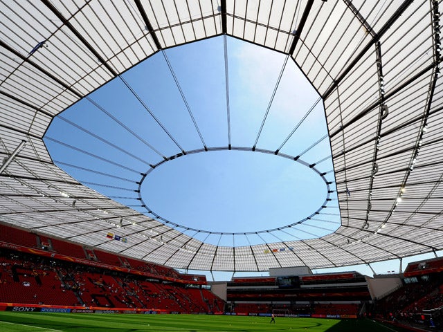 A general view inside the BayArena stadium in Leverkusen, western Germany, during the football match of the FIFA women's football World Cup Colombia vs Sweden (group C) on June 28, 2011