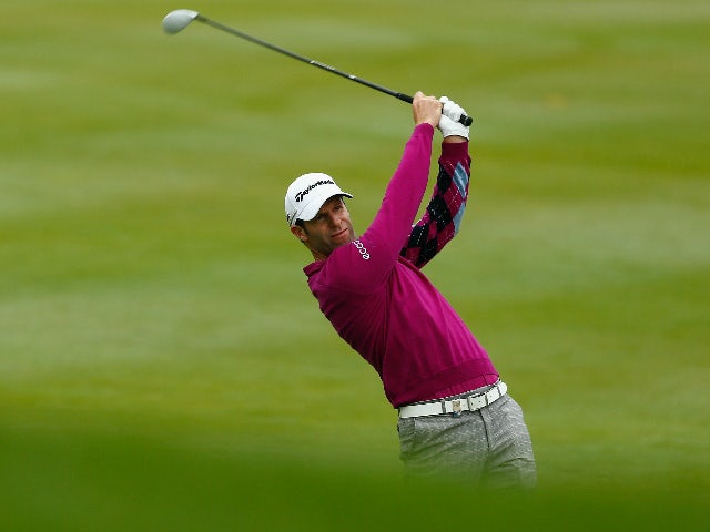 Bradley Dredge of Wales plays his second shot on the eighteenth hole on day two of the M2M Russian Open at Skolkovo Golf Club on September 4, 2015 in Moscow, Russia.