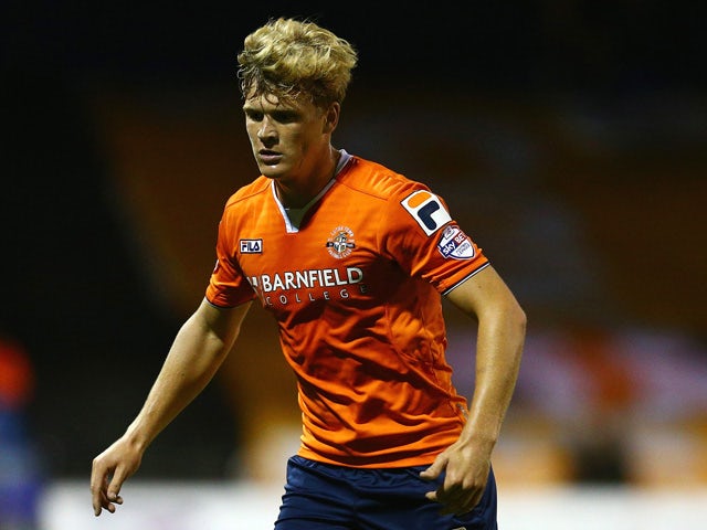 Cameron McGeehan of Luton Town in action during the Capital One Cup second round match between Luton Town and Stoke City at Kenilworth Road on August 25, 2015