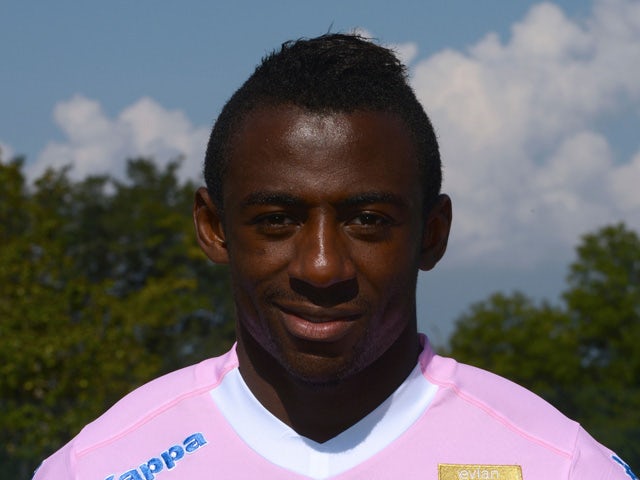 Evian Thonon Gaillard FC's French forward Clarck NSikulu poses for an official picture of the French L1 football team on September 16, 2014