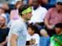 David Ferrer of Spain reacts against Radu Albot of Republic of Moldova during their Men's Singles First Round match on Day One of the 2015 US Open at the USTA Billie Jean King National Tennis Center on August 31, 2015
