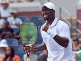 Donald Young of the US reacts to winning a point against Gilles Simon of France during their Men's Singles round 1 match at the US Open at USTA Billie Jean King National Tennis Center in New York on September 1, 2015