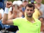 Grigor Dimitrov of Bulgaria reacts after defeating Matthew Ebden of Australia during their Men's Singles First Round match on Day One of the 2015 US Open at the USTA Billie Jean King National Tennis Center on August 31, 2015
