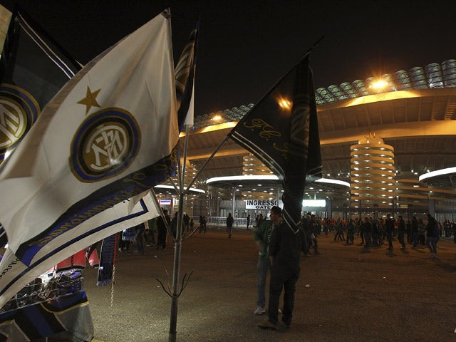 A general view of the stadium ahead before the UEFA Europa League Round of 16 match between FC Internazionale Milano and VfL Wolfsburg at Stadio Giuseppe Meazza on March 19, 2015