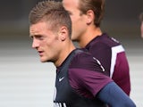 Jamie Vardy in action during an England training session on September 2, 2015