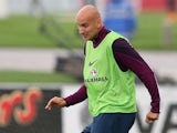 Jonjo Shelvey in action during an England training session on September 2, 2015