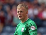 Jordan Pickford of Preston North End looks on during the Sky Bet Championship match between Preston North End and Middlesbrough at Deepdale on August 9, 2015 in Preston, England.