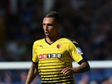 Jose Holebas of Watford in action during the Barclays Premier League match between Everton and Watford at Goodison Park on August 8, 2015