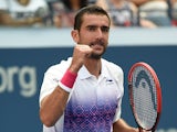 Marin Cilic of Croatia celebrates his win over Evgeny Donskoy of Russia during their 2015 US Open Men's singles round 2 match at USTA Billie Jean King National Tennis Center in New York on September 2, 2015. Cilic won 6-2, 6-3, 7-5. AFP PHOTO/JEWEL SAMAD 