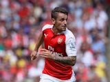 Mathieu Debuchy of Arsenal in action during the Barclays Premier League match between Arsenal and West Ham United at Emirates Stadium on August 9, 2015