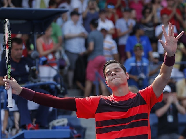 Milos Raonic of Canada reacts after defeating Fernando Verdasco of Spain during their 2015 US Open Men's Singles round 2 match at the USTA Billie Jean King National Tennis Center September 2, 2015 in New York. AFP PHOTO/KENA BETANCUR (Photo credit should 
