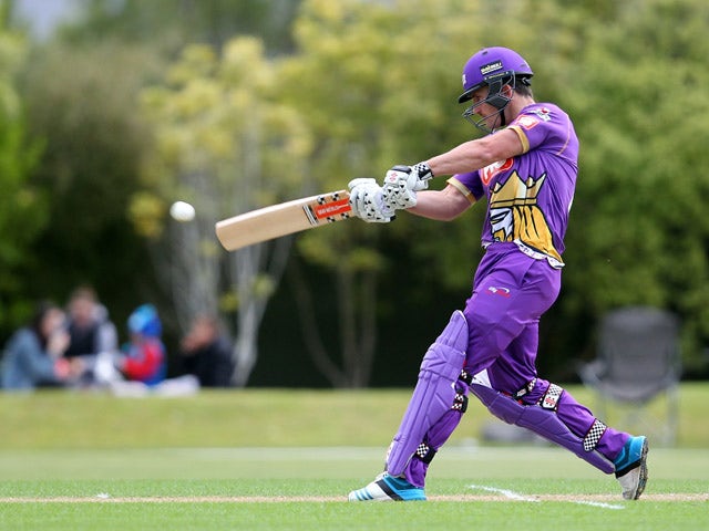 Neil Broom of Canterbury bats during the Georgie Pie Super Smash T20 match between the Otago Volts and the Canterbury Kings at University Oval on November 20, 2014
