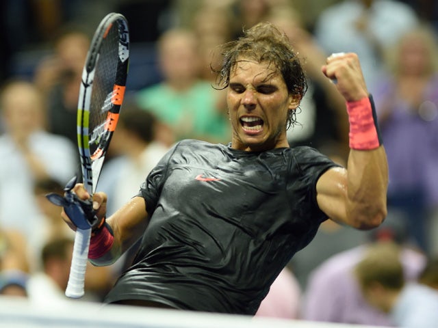 Rafael Nadal of Spain celebrates his win over Borna Coric of Croatia during their 2015 US Open Round 1 men's singles match at the USTA Billie Jean King National Center August 31, 2015