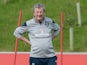 Roy 'Royston' Hodgson watches on during an England training session on September 4, 2015