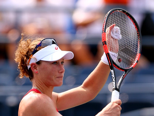 Samantha Stosur of Australia celebrates after defeating Evgeniya Rodina of Russian in their Women's Singles Second Round match on Day Four of the 2015 US Open at the USTA Billie Jean King National Tennis Center on September 3, 2015
