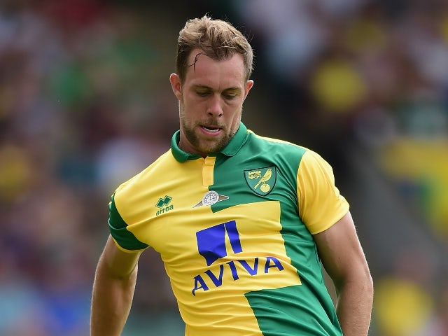 Steven Whittaker of Norwich City in action during the pre season friendly match between Norwich City and Brentford at Carrow Road on August 1, 2015 in Norwich, England.