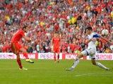 Gareth Bale of Wales takes a shot on goal during the UEFA EURO 2016 group B qualifying match between Wales and Israel at Cardiff City Stadium on September 6, 2015