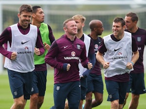 Wayne Rooney leads the troops during an England training session on September 2, 2015